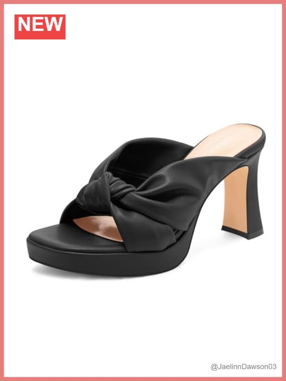 Women's Chunky Block Heel Mules, Knotted Square Open Toe Slip-On Slides, Faux